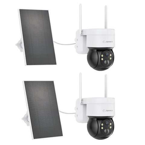 Pack of 2, 4MP Pan & Tilt Wire-Free IP Camera, Battery/Solar Powered, Color Night Vision, 2-Way Audio, Works with Alexa, PIR Humanoid Detection Pack of 2, 4MP Pan & Tilt Wire-Free IP Camera, Battery/Solar Powered, Color Night Vision, 2-Way Audio, Works with Alexa, PIR Humanoid Detection