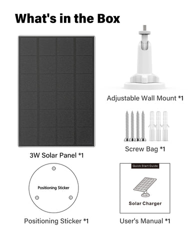 3W Solar Panel for Security Camera, Compatible with all USB-C Port Cameras, IP65 Waterproof 3W Solar Panel for Security Camera, Compatible with all USB-C Port Cameras, IP65 Waterproof