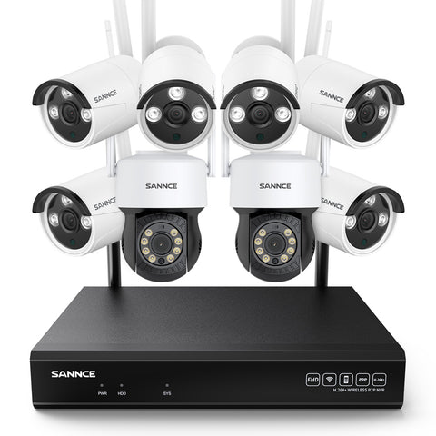 3MP 10-Channel Wireless CCTV PT & Bullet Camera System, 8MP NVR, 3MP Pan & Tilt WiFi IP Cameras, Audio Recording, AI Human Detection, Work With Alexa 3MP 10-Channel Wireless CCTV PT & Bullet Camera System, 8MP NVR, 3MP Pan & Tilt WiFi IP Cameras, Audio Recording, AI Human Detection, Work With Alexa