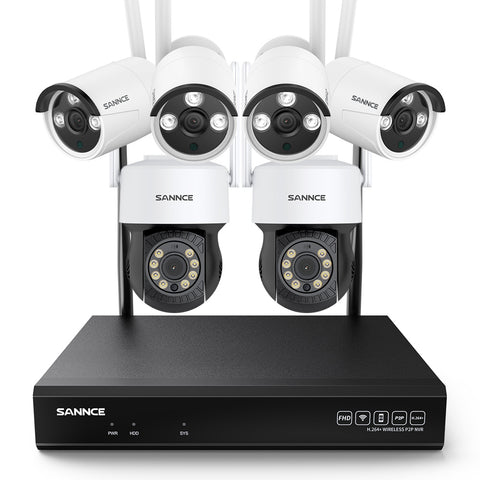 3MP 10-Channel Wireless CCTV PT & Bullet Camera System, 8MP NVR, 3MP Pan & Tilt WiFi IP Cameras, Audio Recording, AI Human Detection, Work With Alexa 3MP 10-Channel Wireless CCTV PT & Bullet Camera System, 8MP NVR, 3MP Pan & Tilt WiFi IP Cameras, Audio Recording, AI Human Detection, Work With Alexa