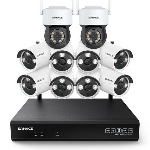 3MP 10-Channel Wireless CCTV PT & Bullet Camera System, 8MP NVR, 3MP Pan & Tilt WiFi IP Cameras, Audio Recording, AI Human Detection, Work With Alexa 3MP 10-Channel Wireless CCTV PT & Bullet Camera System, 8MP NVR, 3MP Pan & Tilt WiFi IP Cameras, Audio Recording, AI Human Detection, Work With Alexa