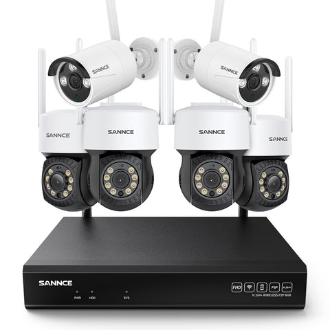 3MP 10-Channel Wireless CCTV PT & Bullet Camera System, 8MP NVR, 3MP Pan & Tilt WiFi IP Cameras, Audio Recording, AI Human Detection, Work With Alexa 3MP 10-Channel Wireless CCTV PT & Bullet Camera System, 8MP NVR, 3MP Pan & Tilt WiFi IP Cameras, Audio Recording, AI Human Detection, Work With Alexa