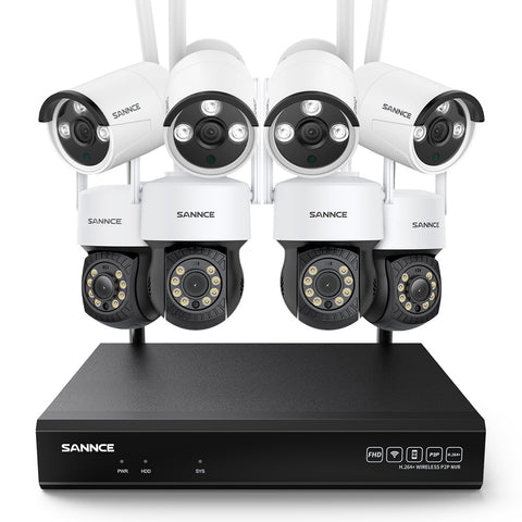 3MP 10-Channel Wireless CCTV PT & Bullet Camera System, 8MP NVR, 3MP Pan & Tilt WiFi IP Cameras, Audio Recording, AI Human Detection, Work With Alexa 3MP 10-Channel Wireless CCTV PT & Bullet Camera System, 8MP NVR, 3MP Pan & Tilt WiFi IP Cameras, Audio Recording, AI Human Detection, Work With Alexa