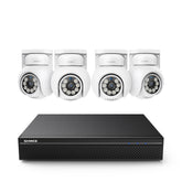 10 Channel 4K PoE CCTV System with 4 Cameras, 8MP Outdoor Pan-Tilt IP Cameras, AI Detection, Smart Tracking, Color Night Vision, H.265+, Two-Way Audio