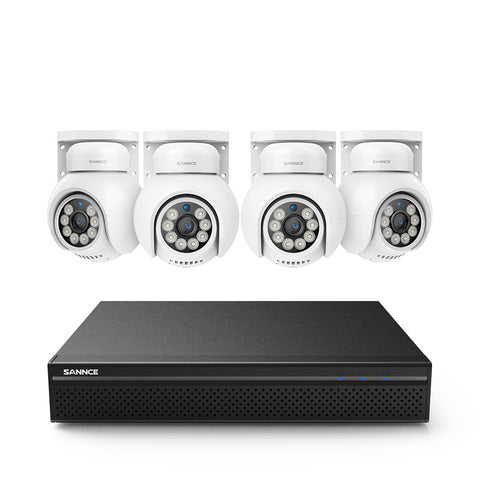 10 Channel 4K PoE CCTV System with 4 Cameras, 8MP Outdoor Pan-Tilt IP Cameras, AI Detection, Smart Tracking, Color Night Vision, H.265+, Two-Way Audio 10 Channel 4K PoE CCTV System with 4 Cameras, 8MP Outdoor Pan-Tilt IP Cameras, AI Detection, Smart Tracking, Color Night Vision, H.265+, Two-Way Audio