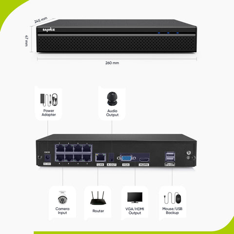 10 Channel 4K PoE CCTV System with 4 Cameras, 8MP Outdoor Pan-Tilt IP Cameras, AI Detection, Smart Tracking, Color Night Vision, H.265+, Two-Way Audio 10 Channel 4K PoE CCTV System with 4 Cameras, 8MP Outdoor Pan-Tilt IP Cameras, AI Detection, Smart Tracking, Color Night Vision, H.265+, Two-Way Audio