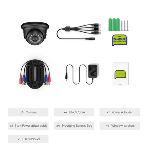 1080P CCTV Camera Kit, 100 ft IR Night Vision, Digital WDR & DNR, IP66 Waterproof for Indoor and Outdoor Security, Pack of 4 1080P CCTV Camera Kit, 100 ft IR Night Vision, Digital WDR & DNR, IP66 Waterproof for Indoor and Outdoor Security, Pack of 4