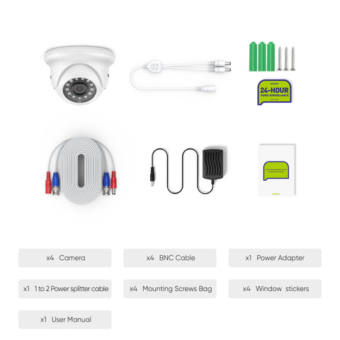 1080P CCTV Camera Kit, 100 ft IR Night Vision, Digital WDR & DNR, IP66 Waterproof for Indoor and Outdoor Security, Pack of 4 1080P CCTV Camera Kit, 100 ft IR Night Vision, Digital WDR & DNR, IP66 Waterproof for Indoor and Outdoor Security, Pack of 4