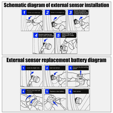Tire Pressure Monitoring System, Bluetooth 5.0, 5 Alarm Modes, 4 TPMS External Sensors, Support iOS & Android,  Real-time Detection Pressure & Temperature, Easy to Install Tire Pressure Monitoring System, Bluetooth 5.0, 5 Alarm Modes, 4 TPMS External Sensors, Support iOS & Android,  Real-time Detection Pressure & Temperature, Easy to Install