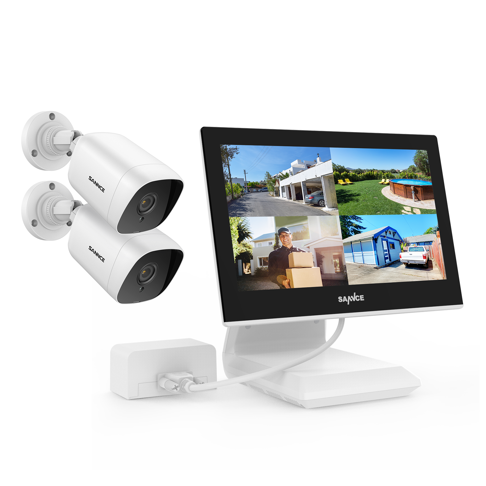 4 Channel DVR 2pcs Security Camera System with 10.1 LCD Monitor SANNCE Store