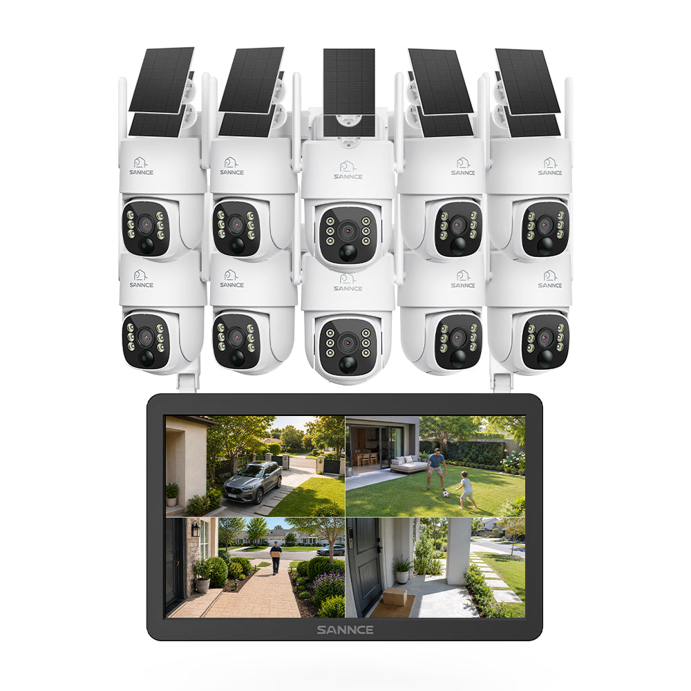 4MP Wireless Security Camera System with 10.1" NVR Monitor & 10 Solar PTZ Cameras, AI + PIR Human Detection, 8000mAh Battery, Color Night Vision, Two-Way Audio