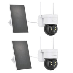Pack of 2, 4MP Pan & Tilt Wire-Free IP Camera, Battery/Solar Powered, Color Night Vision, 2-Way Audio, Works with Alexa, PIR Humanoid Detection