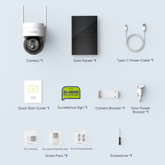 Pack of 2, 4MP Pan & Tilt Wire-Free IP Camera, Battery/Solar Powered, Color Night Vision, 2-Way Audio, Works with Alexa, PIR Humanoid Detection