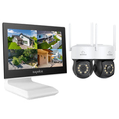 10 Channel 5MP Wireless PT Security Camera System, NVR w/ 10.1'' LCD Monitor, Pan & Tilt IP Cameras AI Human Detection, Remote Access, Smart Motion Alerts, Work with Alexa