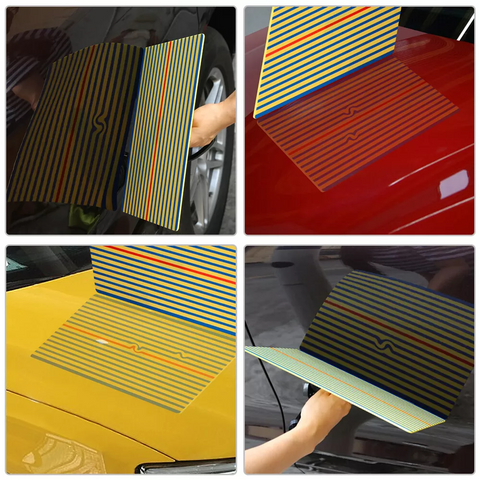 Dent Removal Tool - Auto Body Repair Reflector Board With Paintless Yellow Stripe Testing