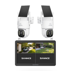 4MP Wireless Security Camera System with 10.1" NVR Monitor & 2 Solar PTZ Cameras, AI + PIR Human Detection, 8000mAh Battery, Color Night Vision, Two-Way Audio