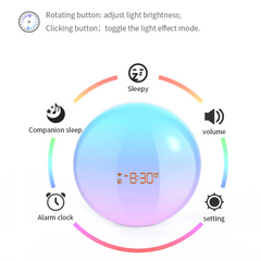 Wake-up Light with 9 Colour Modes, Two Independent Alarm Clocks, 5 Ringtones, 11 Sleep Sound Effects