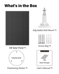 3W Solar Panel for Security Camera, Compatible with all USB-C Port Cameras, IP65 Waterproof
