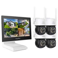 10 Channel 5MP Wireless PT Security Camera System, 5MP NVR w/ 10.1'' LCD Monitor, Pan & Tilt, AI Human Detection, Remote Access, Smart Motion Alerts, Work with Alexa