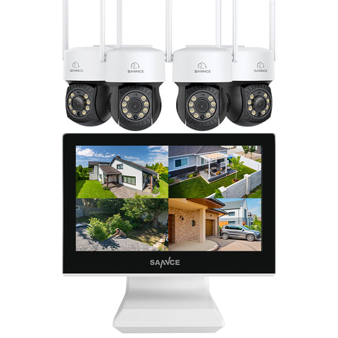 10 Channel PT Wireless Security Camera System, 5MP NVR w/ 10.1'' LCD Monitor, 3MP Pan & Tilt IP Cameras, Color Night Vision, Smart Auto Tracking, Two-Way Voice Intercom, Customized Motion Areas, Work with Alexa