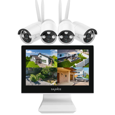 10 Channel Wireless Security Camera System, 5MP NVR w/ 10.1'' LCD Monitor, 2 pcs IP Cameras  AI Human Detection, Remote Access & Smart Motion Alerts, Work with Alexa