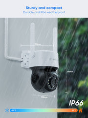 3MP 10-Channel Wireless CCTV PT & Bullet Camera System, 8MP NVR, 3MP Pan & Tilt WiFi IP Cameras, Audio Recording, AI Human Detection, Work With Alexa