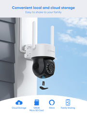 5MP 10-Channel Wireless CCTV PT & Bullet Camera System, 8MP NVR, 3MP Pan & Tilt WiFi IP Cameras, Audio Recording, AI Human Detection, Work With Alexa (6xPTZ camera, 2xBullet camera and 8MP 10CH NVR)
