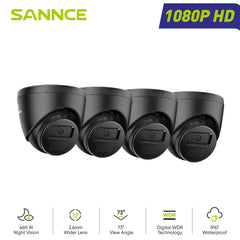 1080P CCTV Camera Kit, 100 ft IR Night Vision, Digital WDR & DNR, IP66 Waterproof for Indoor and Outdoor Security, Pack of 4