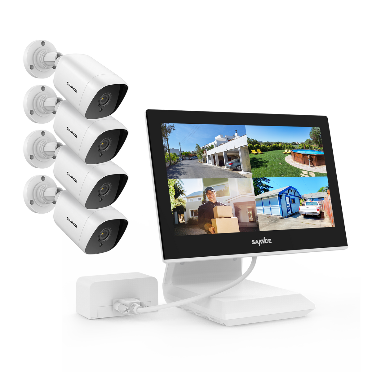 1080P 4 Channel DVR 4pcs 2MP Bullet Security Camera System w/ 10.1’’ LCD Monitor