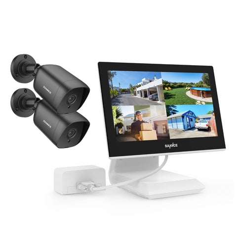 1080p 4 Channel DVR w/ 2 2MP Outdoor Bullet Security Camera System, 10.1’’ LCD Colorful Monitor