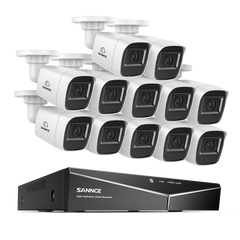 1080p 16 Channel 12 Camera Outdoor Wired CCTV System, Smart Motion Detection, 100 ft Infrared Night Vision, IP67 Weatherproof
