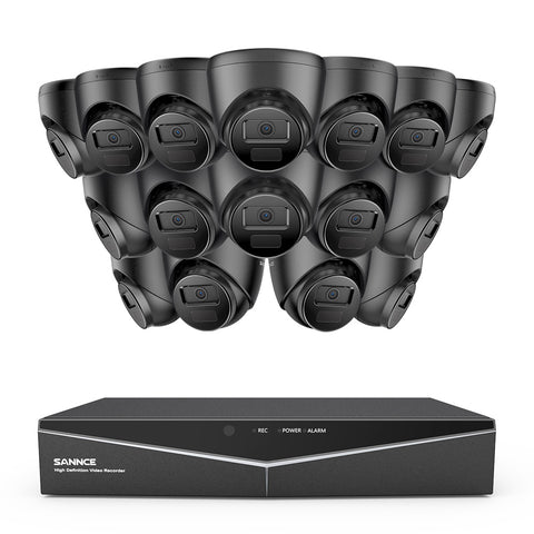 1080p 16 Channel 16 Camera Outdoor Wired Security System, Smart Motion Detection, 100 ft Infrared Night Vision, IP66 Weatherproof