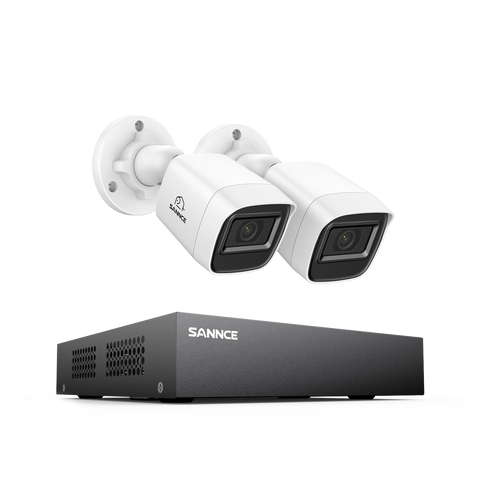 8 Channel 1080P Wired Security Camera System - Hybrid DVR, 2pcs 2MP Bullet Cameras, Outdoor & Indoor, Smart Motion Detection, Remote Access