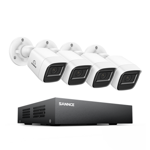 8 Channel 1080P Wired Security Camera System - Hybrid DVR, 4pcs 2MP Bullet Cameras, Outdoor & Indoor, Smart Motion Detection, Remote Access