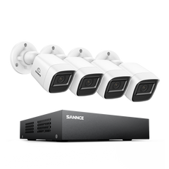 8 Channel 1080P Wired Security Camera System - Hybrid DVR, 4pcs 2MP Bullet Cameras, Outdoor & Indoor, Smart Motion Detection, Remote Access