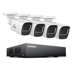 1080P 8-Channel Wired Security DVR System with 4pcs 2MP Outdoor Bullet CCTV Cameras, Smart Human / Vehicle / Motion Detection