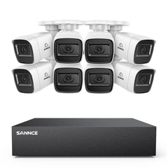 8 Channel 5MP Wired Security Camera System - Hybrid DVR, 8pcs 2MP Bullet Cameras, Outdoor & Indoor, Smart Motion Detection, Remote Access