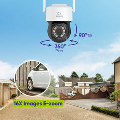 10 Channel 5MP Wireless PT Security Camera System, NVR w/ 10.1'' LCD Monitor, Pan & Tilt IP Cameras AI Human Detection, Remote Access, Smart Motion Alerts, Work with Alexa