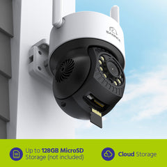 10 Channel 5MP Wireless PT Security Camera System, NVR w/ 10.1'' LCD Monitor, Pan & Tilt IP Cameras AI Human Detection, Remote Access, Smart Motion Alerts, Work with Alexa