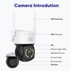 10 Channel 5MP Wireless PT Security Camera System, NVR w/ 10.1'' LCD Monitor, Pan & Tilt IP Cameras AI Human Detection, Remote Access, Smart Motion Alerts, Work with Alexa