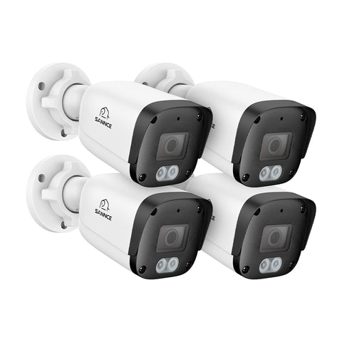 4PCS 3MP Full HD PoE IP Bullet Security Camera, Two-Way Communication