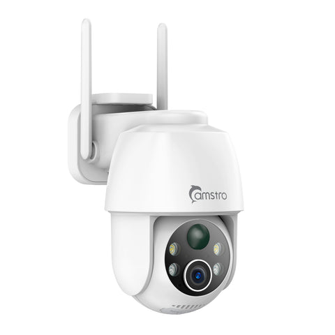 Camstro 3MP Outdoor Solar Powered Battery Security IP Cameras, 5200mAh Rechargeable Battery, 130° Ultra Wide Angle, Color Night Vision, Human & Vehicle Smart Detection, Two-Way Audio, Works with Alexa & Google