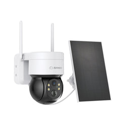Pack of 2, 4MP Pan & Tilt Wire-Free IP Camera, Battery/Solar Powered, Color Night Vision, 2-Way Audio, Works with Alexa, PIR Humanoid Detection