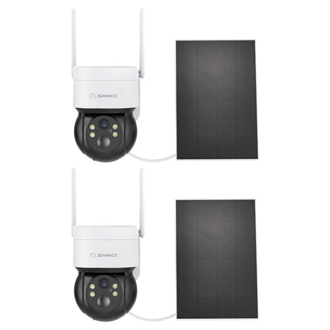 Pack of 2, 4MP Pan & Tilt Wire-Free IP Camera, Battery/Solar Powered, Color Night Vision, 2-Way Audio, Works with Alexa, PIR Humanoid Detection