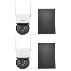 Pack of 2, 4MP Pan & Tilt Wire-Free IP Camera, Battery/Solar Powered, Color Night Vision, 2-Way Audio, Works with Alexa, PIR Humanoid Detection