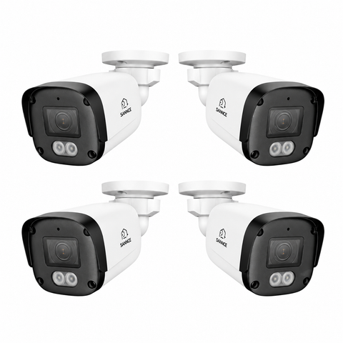 4 Pack 5MP Full HD PoE IP Bullet Security Camera, 256G Storage TF Card Capacity, Two-Way Communication