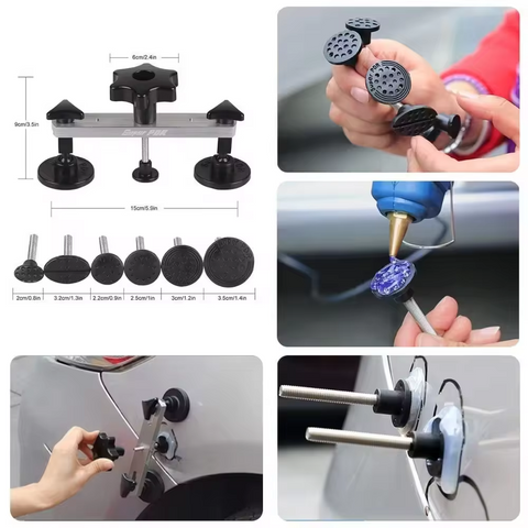 Powerful Metal Car Dent Puller Kit - Paintless Dent Repair Tool For Body, Glass & Mirrors