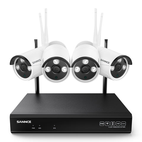 3MP 10-Channel Wireless CCTV Camera System, 5MP NVR + 4pcs WiFi IP Cameras, Audio Recording, AI Human Detection, Work With Alexa