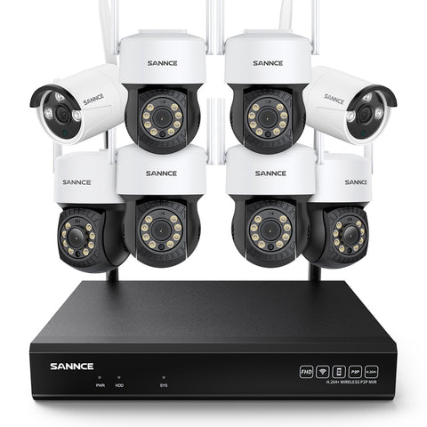 5MP 10-Channel Wireless PT & Bullet Security Camera System, 8MP NVR, 5MP Pan & Tilt WiFi IP Camera, Two-Way Audio, IP66 Waterproof, Smart AI Human Detection, Work With Alexa