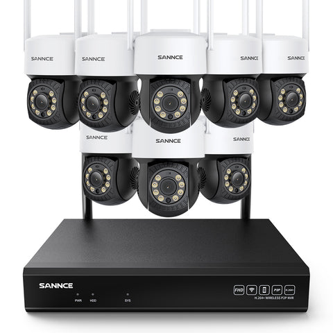 3MP 10-Channel Wireless CCTV PT Camera System, 5MP NVR, Pan & Tilt WiFi IP Cameras, Audio Recording, AI Human Detection, Work With Alexa
